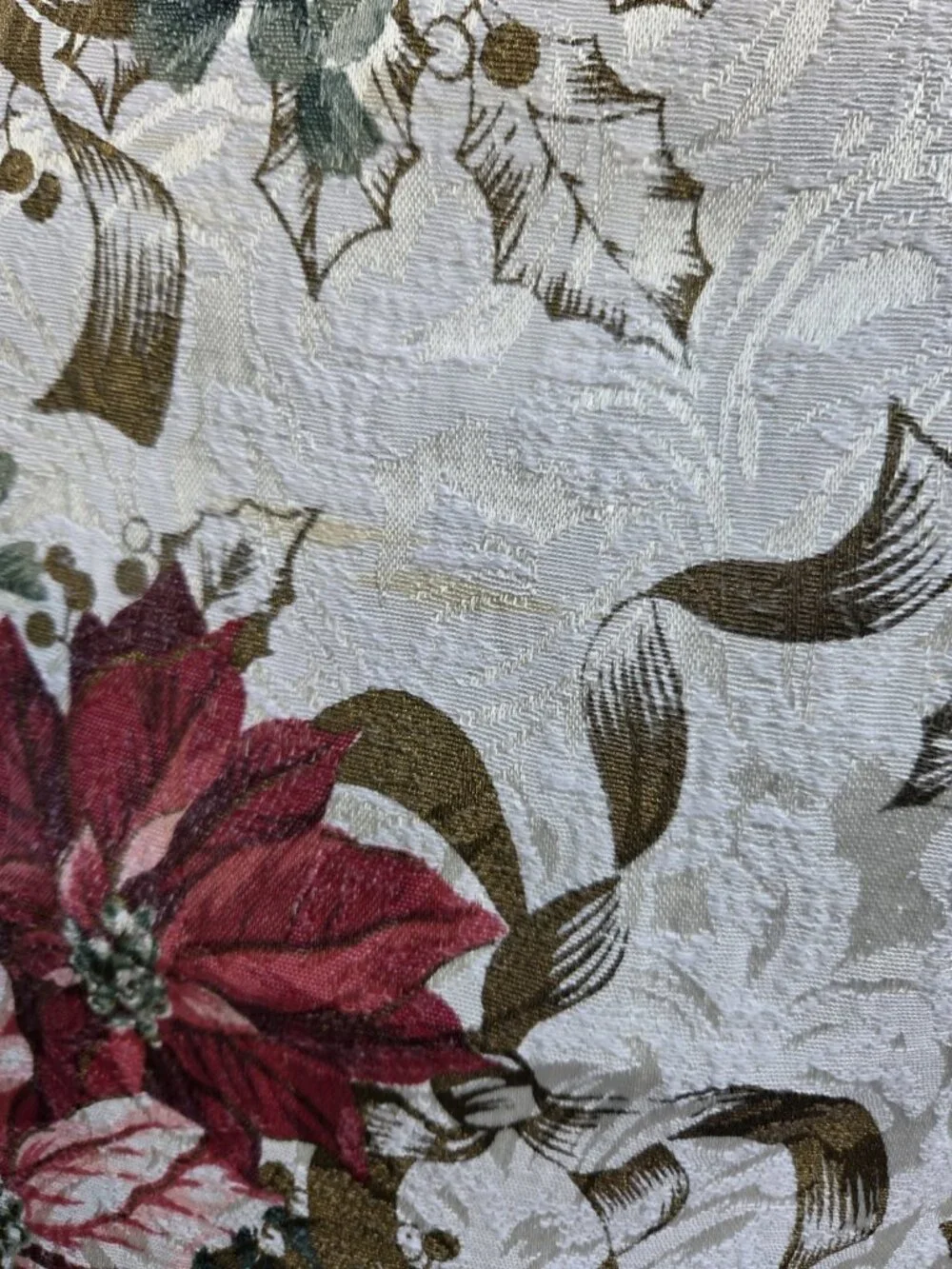 Poinsettia Rectangular Tablecloth & Runner Holiday Damask Spots